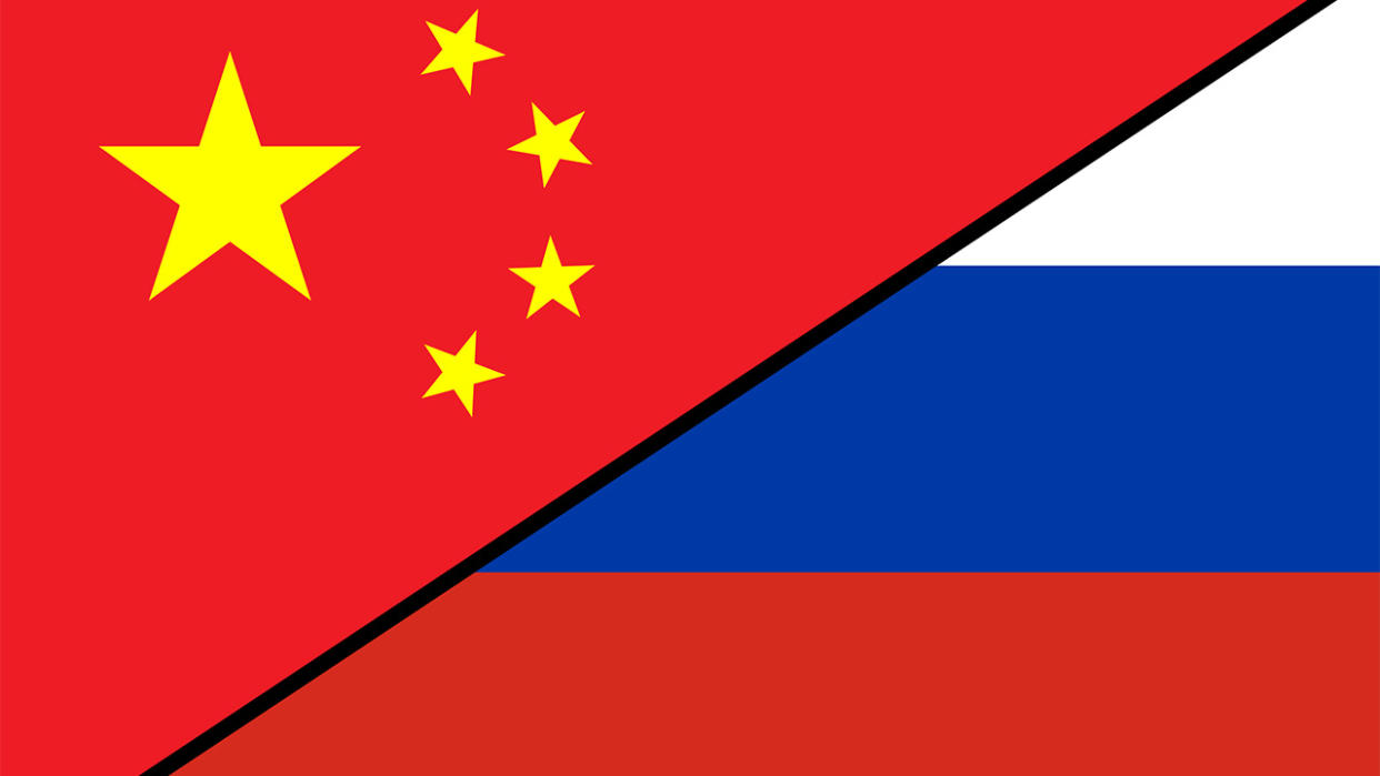  The flags of China and Russia 