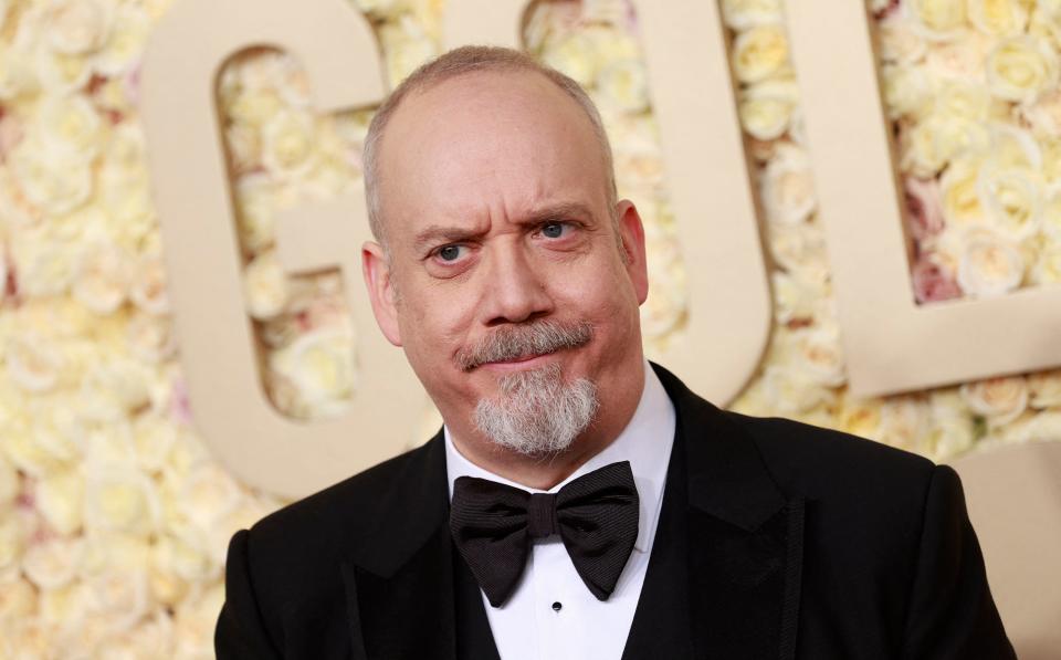 US actor Paul Giamatti arrives for the 81st annual Golden Globe Awards at The Beverly Hilton hotel in Beverly Hills, California, on January 7, 2024. (Photo by Michael TRAN / AFP) (Photo by MICHAEL TRAN/AFP via Getty Images) ORIG FILE ID: 1908165933
