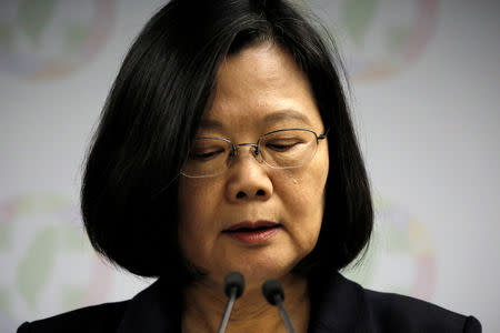 Taiwan President Tsai Ing-wen announces her resignation as chairwoman of the Democratic Progressive Party (DPP) after local elections in Taipei, Taiwan November 24, 2018. REUTERS/Ann Wang