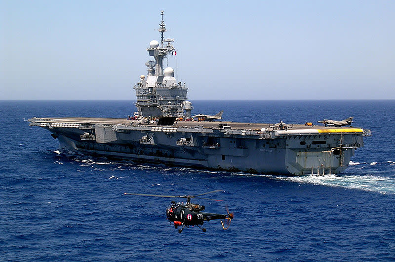  法國海軍核子動力航空母艦「戴高樂號」。 圖：翻攝維基百科/Porte avions Charles de Gaulle à la mer 