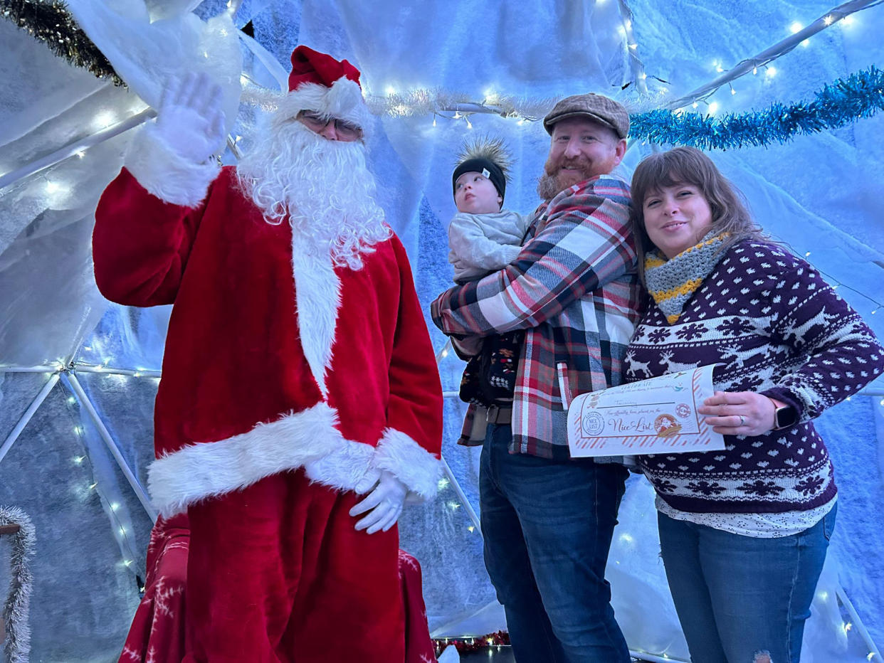 Matthew and Jennifer Blandford are celebrating their first Christmas as a family of three after a stranger paid for their IVF. (Jennifer Blandford/Caters)