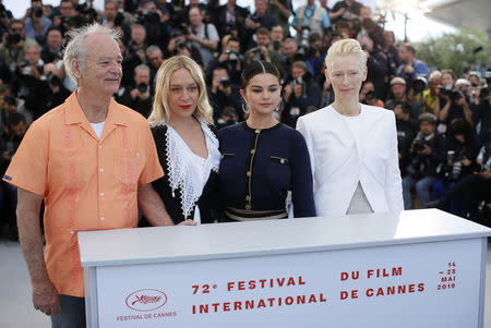 72nd Cannes Film Festival - Photocall for the film "The Dead Don't Die" in competition - Cannes, France, May 15, 2019. Cast members Bill Murray, Chloe Sevigny, Selena Gomez and Tilda Swinton pose. REUTERS/Jean-Paul Pelissier