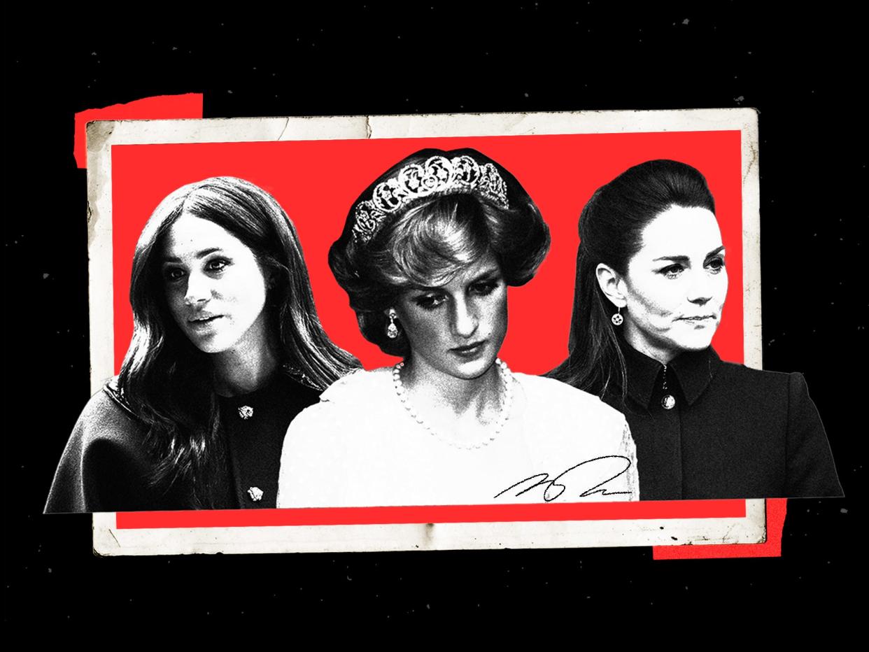 Princess Diana, Catherine, and Megan photo collage