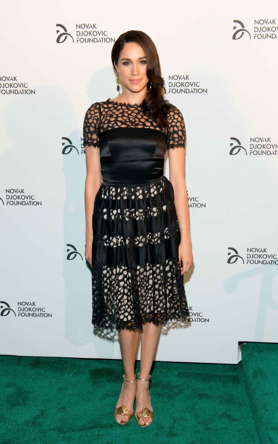 <p>A feminine frock at the 2013 Novak Djokovic Benefit Dinner.</p>