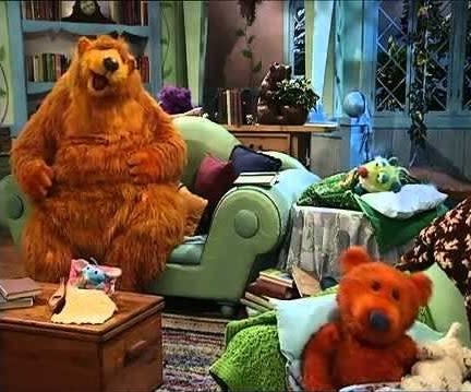 Bears and animal friends having sleepover