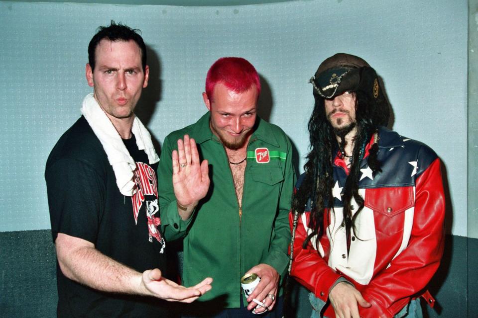 <p>Greg Graffin of Bad Religion, L7, Scott Weiland of Stone Temple Pilots and Rob Zombie of White Zombie attend Rock for Choice in 1993.</p>