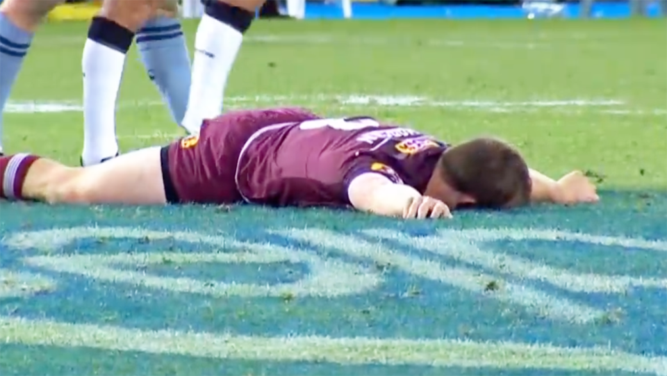 Michael Morgan was convulsing on the ground after the sickening hit. Image: Nine