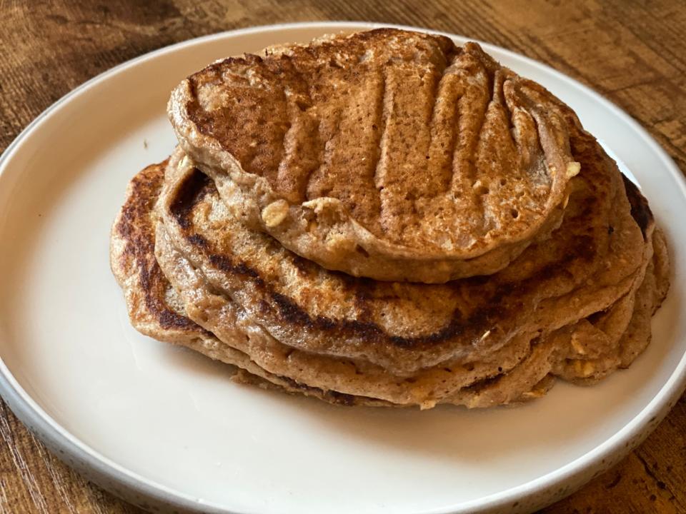 a stack of Kodiak pancakes on a plate