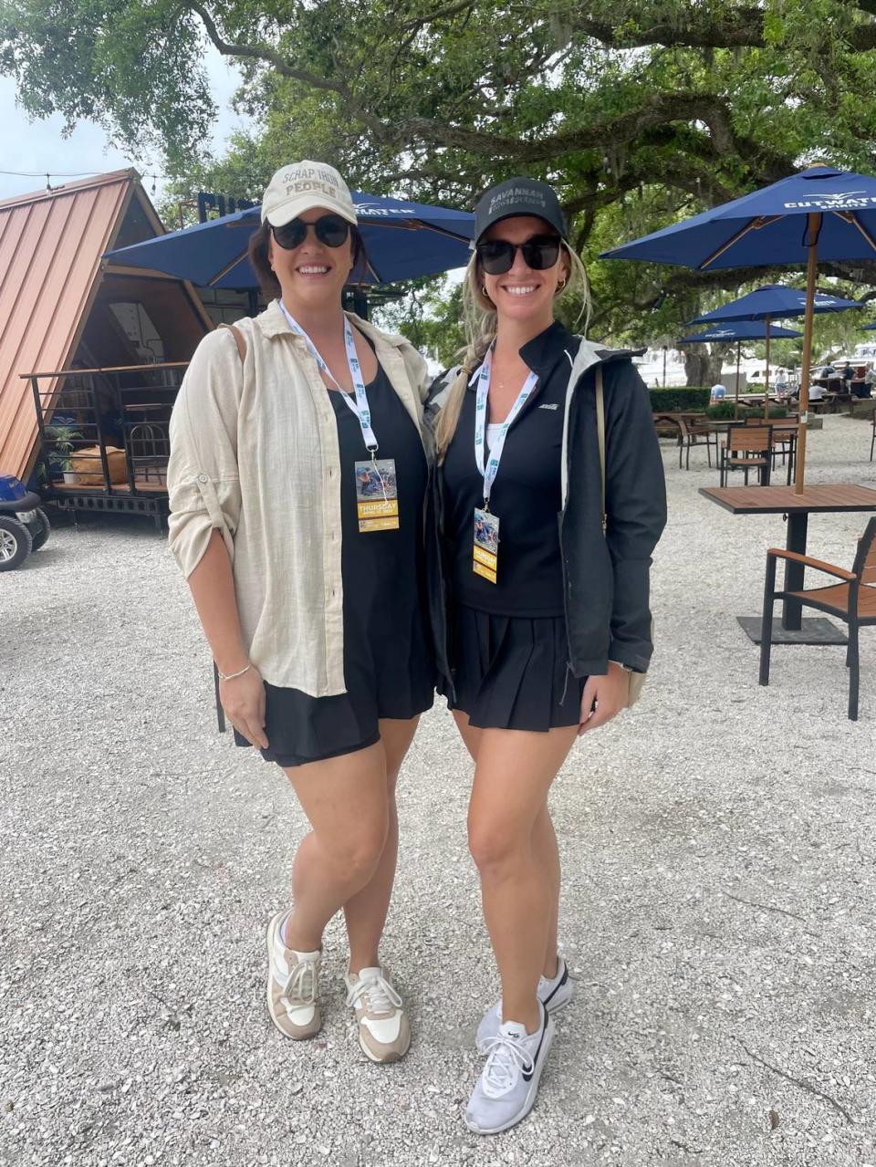 Sisters Kat Giannatasio and Christina Sprinkle of Bluffton pose for a picture in Harbour Town during this year’s RBC Heritage Presented by Boeing.