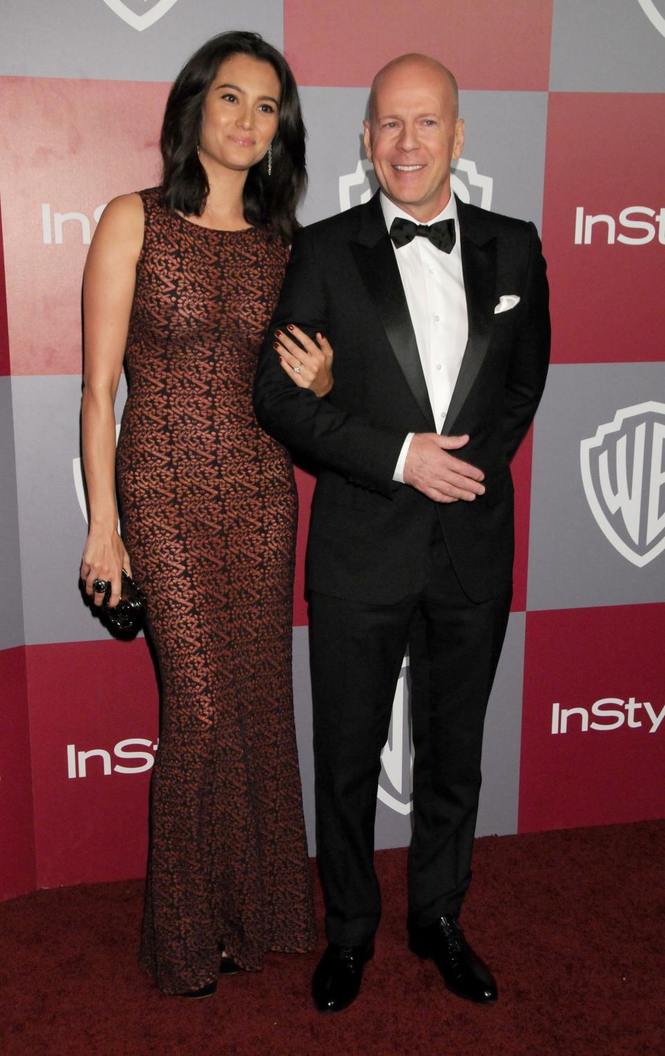 Emma Heming Willis on the red carpet with her husband Bruce Willis. (Photo by Gregg DeGuire/FilmMagic)