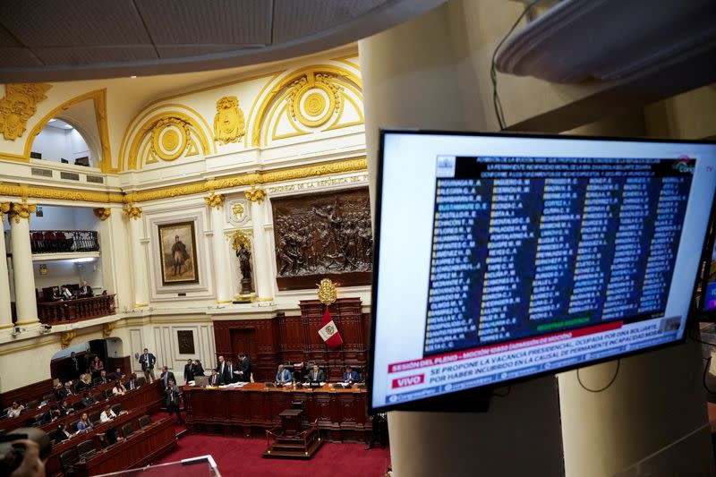 Members of Peru's Congress debate a motion to impeach President Boluarte in Lima