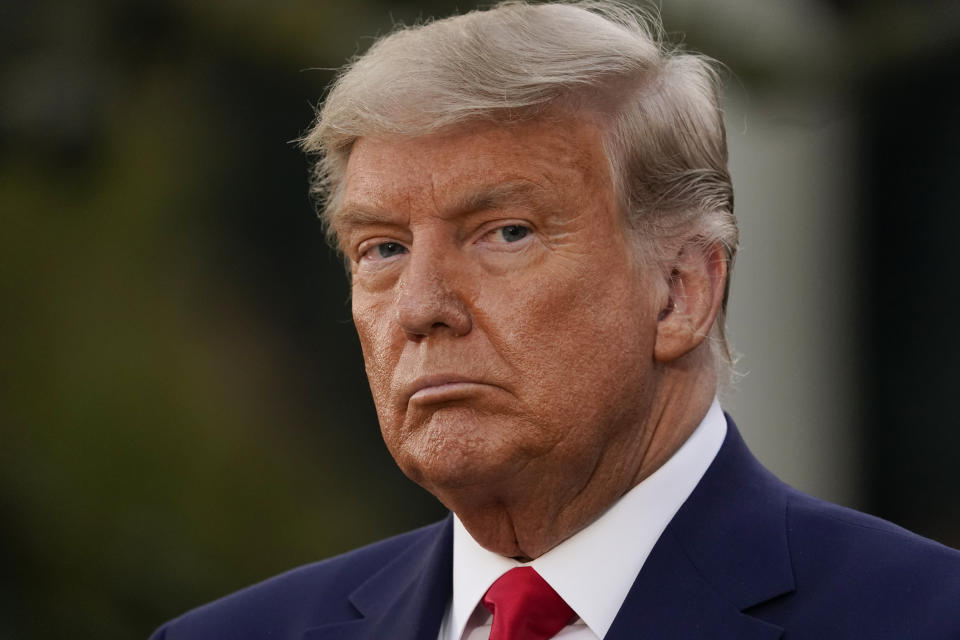 President Donald Trump listens during an event on Operation Warp Speed in the Rose Garden of the White House, Friday, Nov. 13, 2020, in Washington. (AP Photo/Evan Vucci)