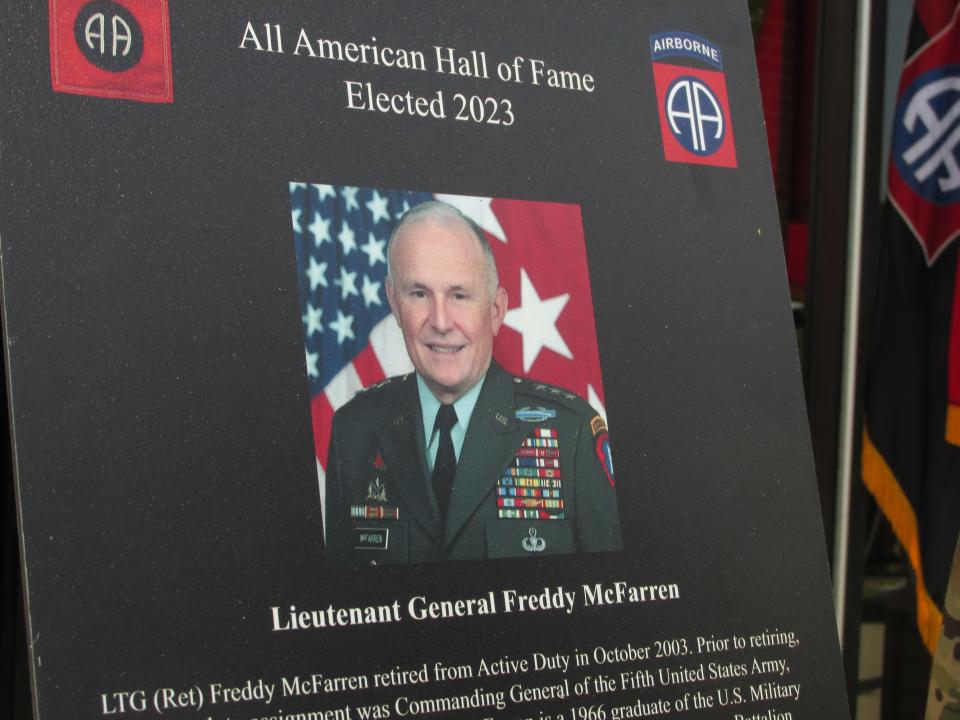 Retired Lt. Gen. Freddy McFarren was inducted into the 82nd Airborne Division's 2023 Hall of Fame during a ceremony Wednesday, May 24, 2023, at Fort Bragg.