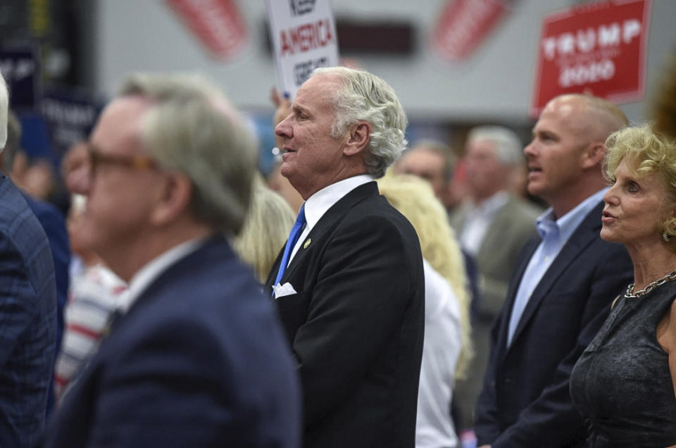 South Carolina Gov. Henry McMaster looks on during U.S. Rep. Jeff Duncan‘s annual Faith and Freedom BBQ fundraiser on Monday, Aug. 26, 2019, in Anderson, S.C. (AP Photo/Meg Kinnard)