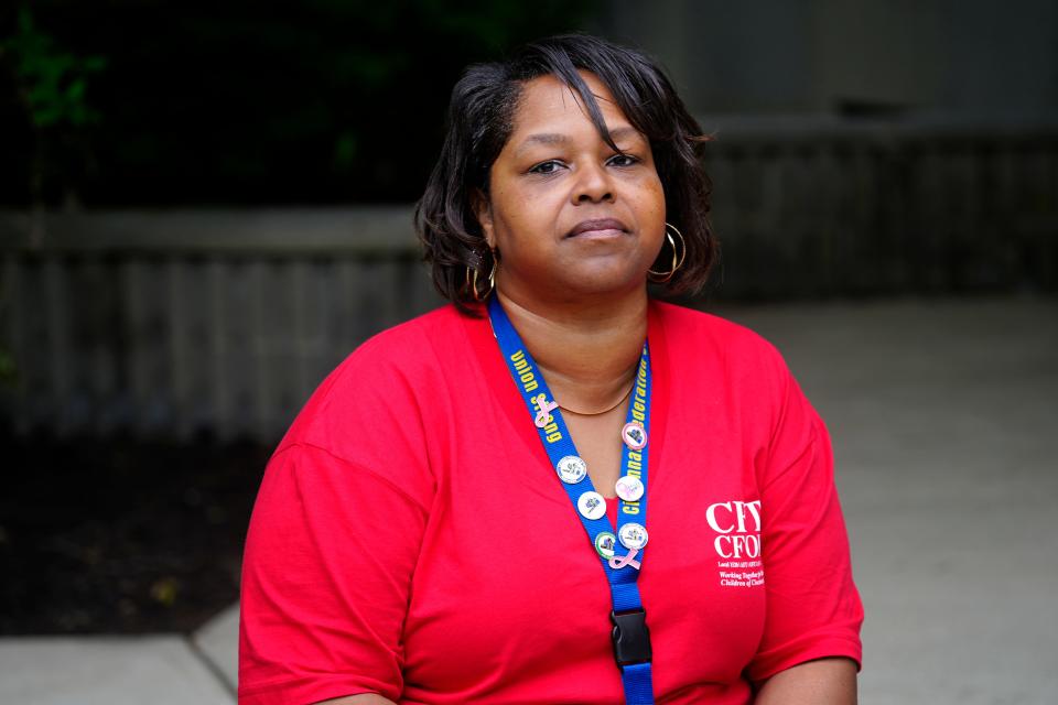 Fannie Carradine, administrative secretary for Cincinnati Public Schools and president of the Cincinnati Federation of Office Professionals, is photographed at their office on May 3.