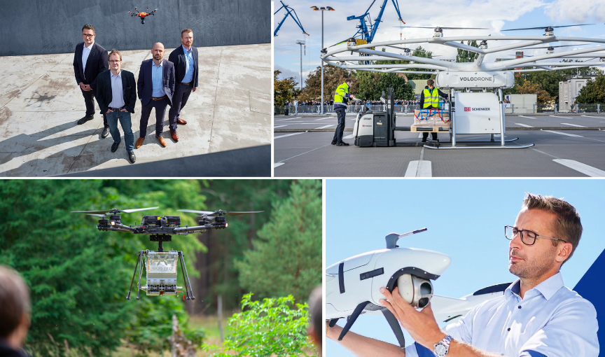 Die deutsche Startup-Szene hat neben bekannten Drohnenbauern wie Lilium und Volocopter auch andere Stars hervorgebracht.  - Copyright: Flynex, Volodrone, Skyseed, Quantum-Systems