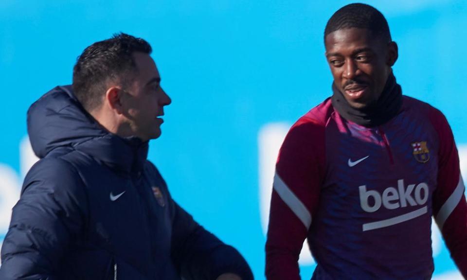 Xavi Hernandez (left) claimed Ousmane Dembele could be ‘the best in the world’ but has left the player out of Barcelona’s last two games.