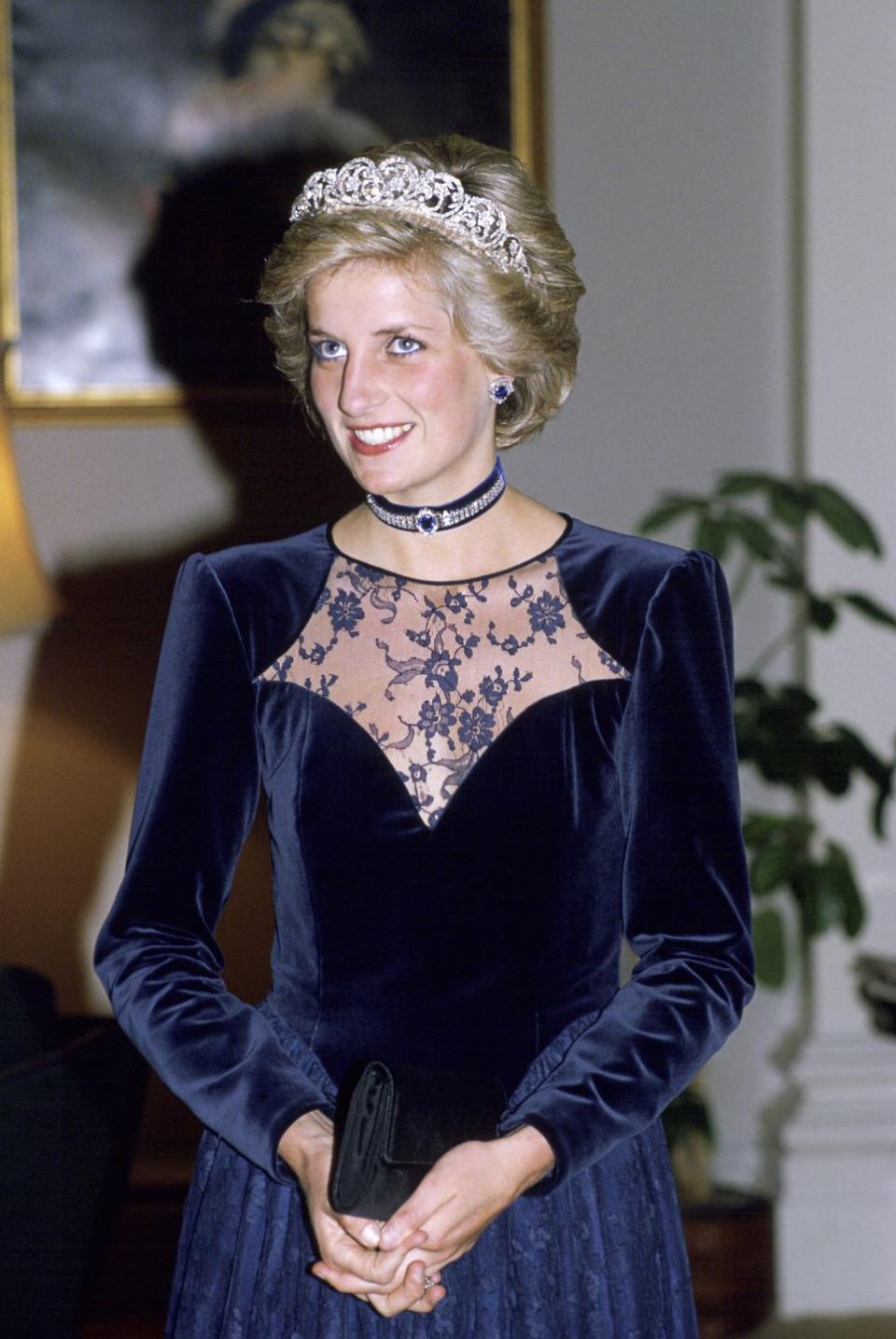 <p>Princess Diana refashioned the watch and ring from the Saudi Sapphire Suite and turned them into a choker, which she wore with the Saudi earrings and <a href="https://www.townandcountrymag.com/style/jewelry-and-watches/a34669830/spencer-tiara-princess-diana-history/" rel="nofollow noopener" target="_blank" data-ylk="slk:the Spencer Tiara;elm:context_link;itc:0;sec:content-canvas" class="link ">the Spencer Tiara</a> to a state dinner in Australia in 1985.</p>