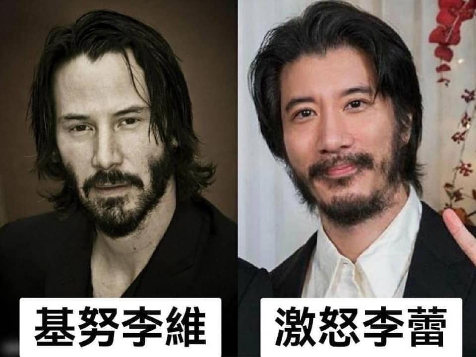 ▲基努李維跟王力宏留落腮鬍的對比照，在網路上瘋傳。（圖／翻攝PTT）	