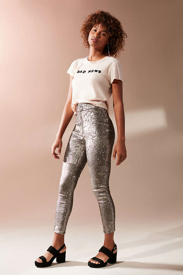 Silver sequined pants