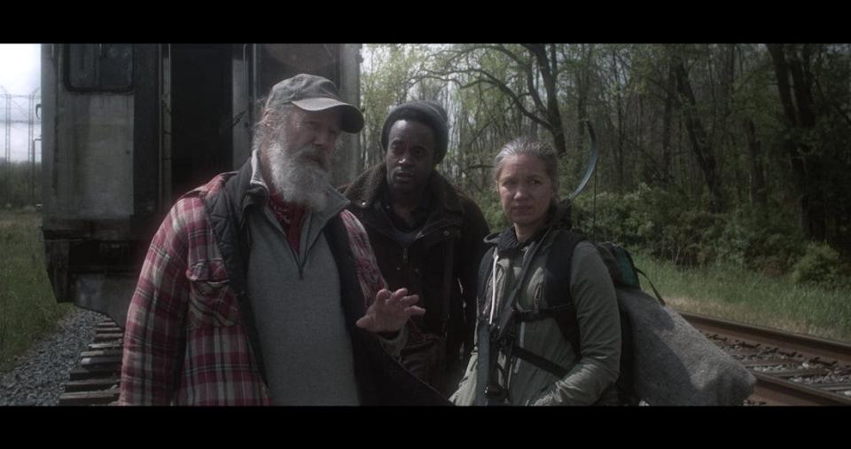Darlington resident Sarah Carleton (far right) stars in "Evenfall," a YouTube post-apocalyptic scene.