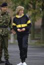 <p>Princess Diana opted for an athletic look while visiting the Colonel-in-chief of the Royal Hampshire Regiment in West Berlin, Germany.</p>