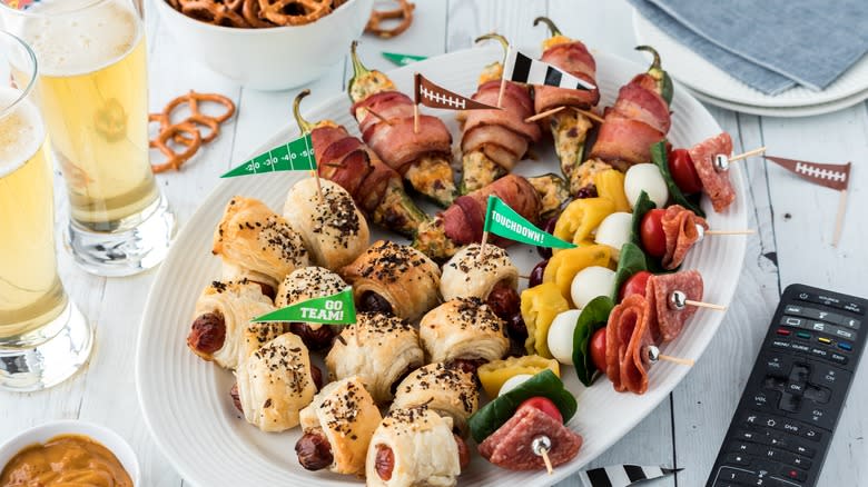 Plate of appetizers with seasoning