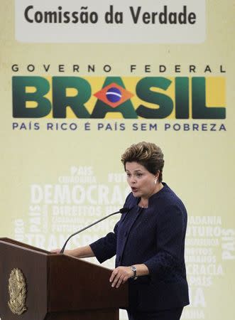 Brazil's President Dilma Rousseff speaks during the inauguration of the National Truth Commission in the Palacio do Planalto in Brasilia in this May 16, 2012 file photo. REUTERS/Ueslei Marcelino