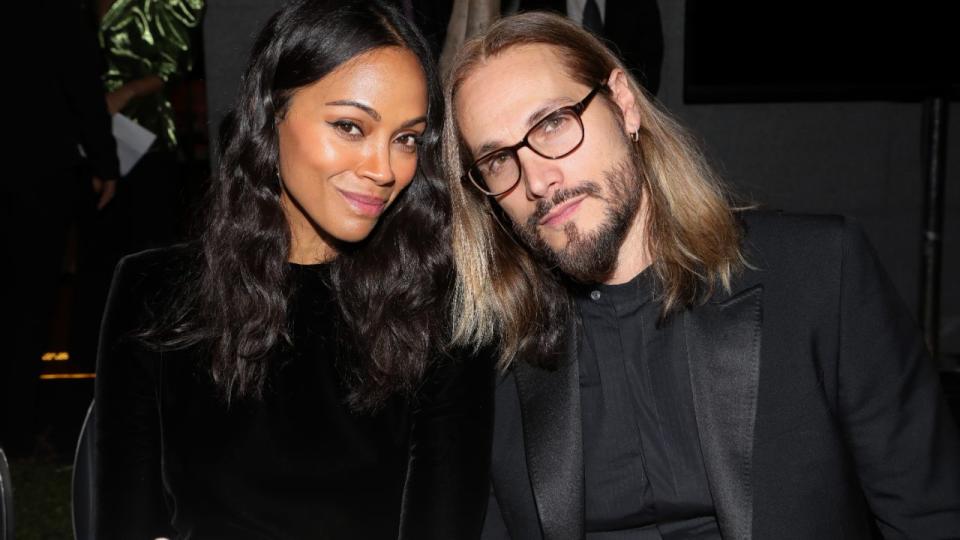 Zoe Saldana and Marco Perego. Victor Chavez/Getty Images for amfAR.
