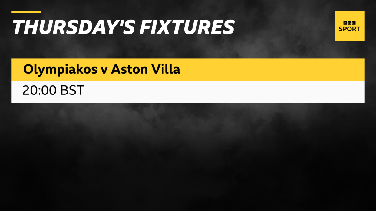 Thursday fixtures: Olympiakos v Aston Villa at 20:00 BST