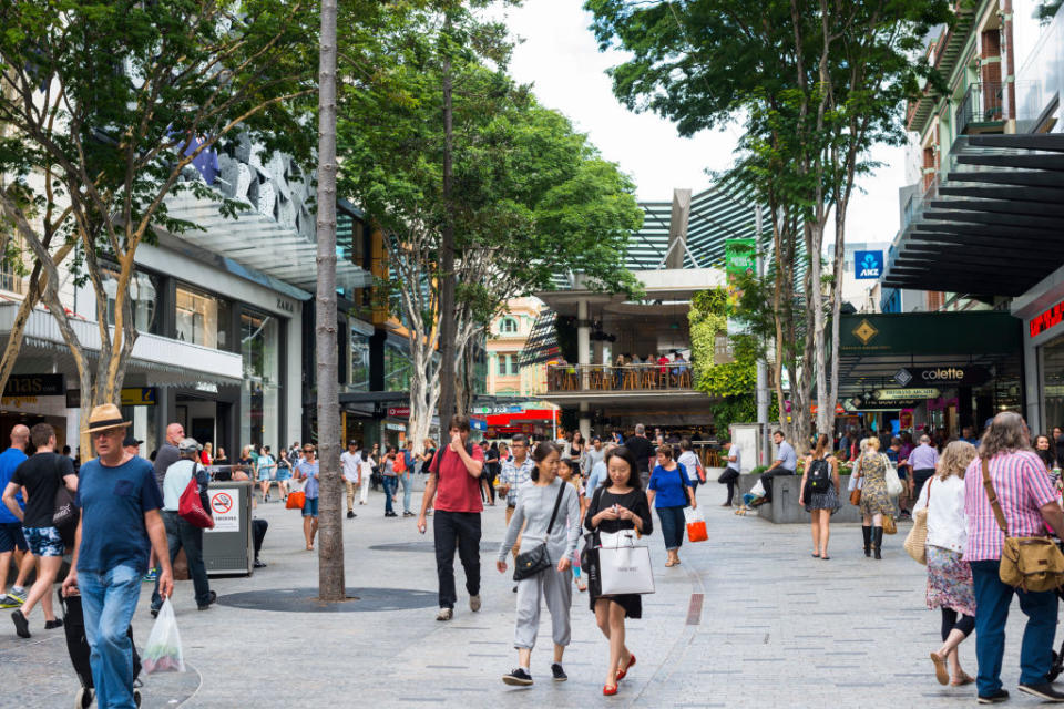 Pictured: Busy Brisbane street. Image: Getty