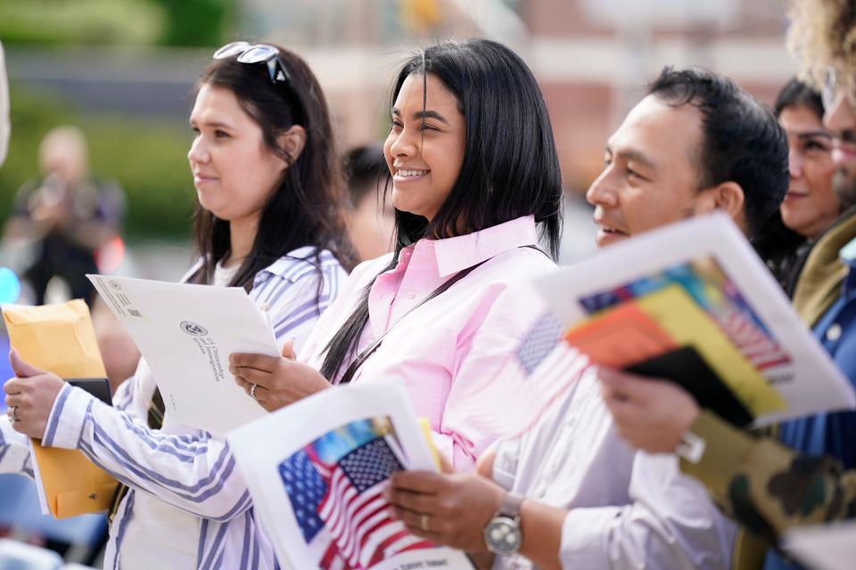 Thirty new citizens are sworn in during a citizenship ceremony and Law Day celebration on the steps of the Bergen County Courthouse on Monday, May 1, 2023, in Hackensack.