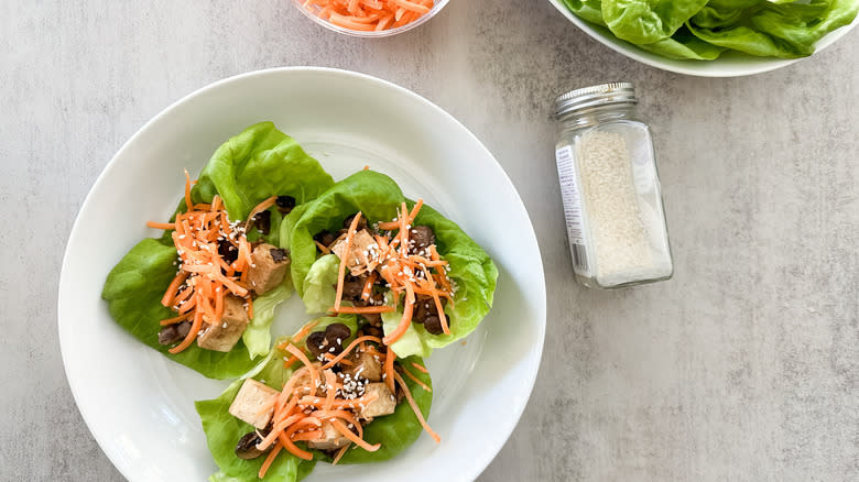 tofu and mushroom lettuce wraps