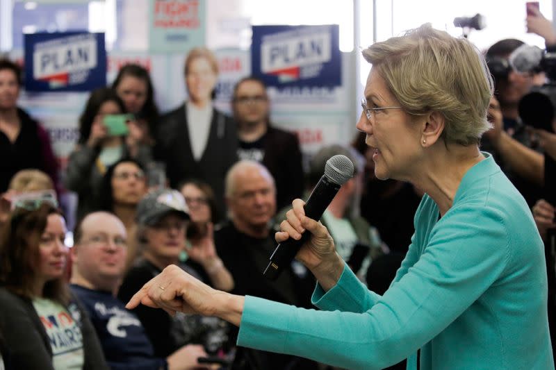 U.S. Democratic presidential candidate Senator Elizabeth Warren holds a "Canvass Kickoff" event at her campaign field office in North Las Vegas