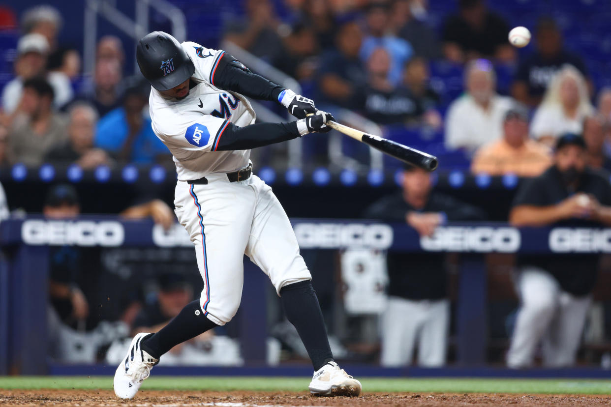 Shortstop Xavier Edwards provided a bright spot in an otherwise woeful Marlins season. (Photo by Megan Briggs/Getty Images)