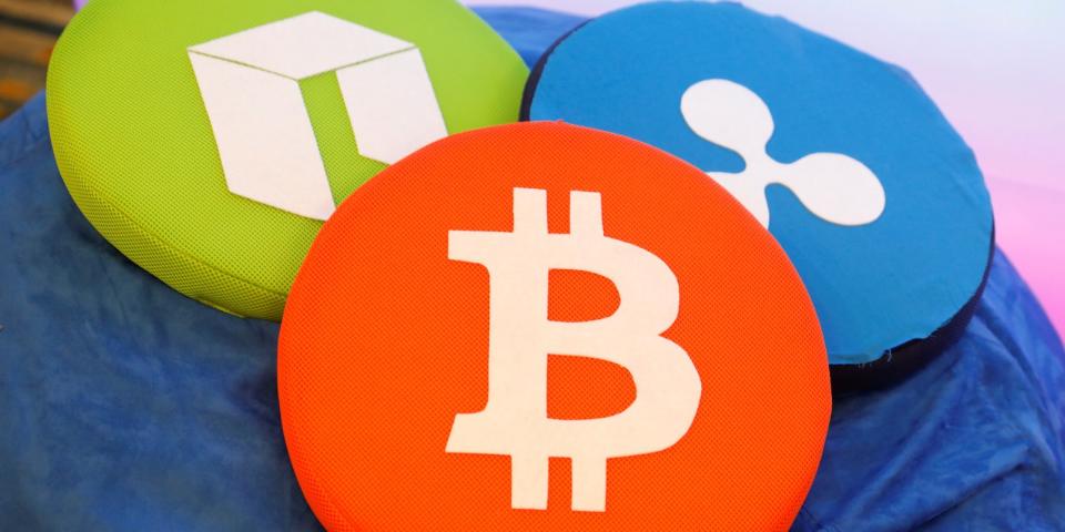 The Bitcoin logo is seen on a pillow on display at the Consensus 2018 blockchain technology conference in New York City, New York, U.S., May 16, 2018.