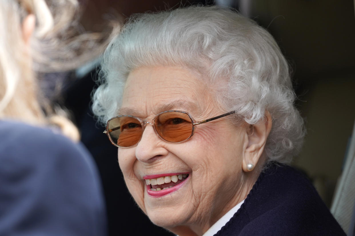 Queen Elizabeth II at the Royal Windsor Horse Show, Windsor. Picture date: Friday May 13, 2022. (Photo by Steve Parsons/PA Images via Getty Images)