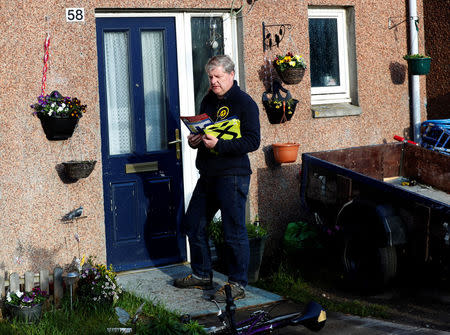 The SNP's deputy leader Angus Robertson campaigns in Elgin, Moray, Scotland, Britain May 18, 2017. Picture taken May 18, 2017. REUTERS/Russell Cheyne