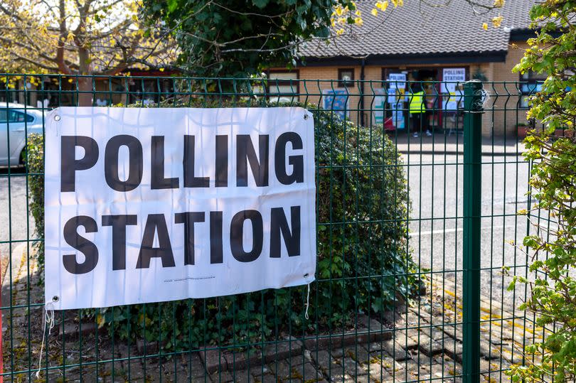 Polling Station signs outside a school in the UK.