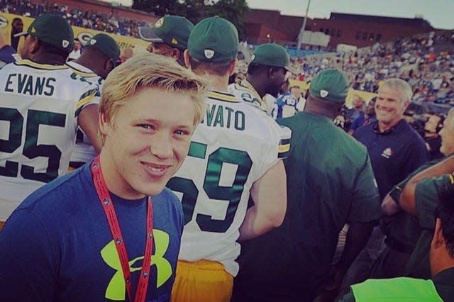 Antonio DeMeo is shown on the field at Tom Benson Hall of Fame Stadium in Canton.