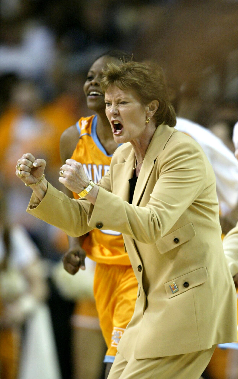 <h1 class="title">Head coach Pat Summitt shouts</h1><cite class="credit">Elsa / Getty Images</cite>