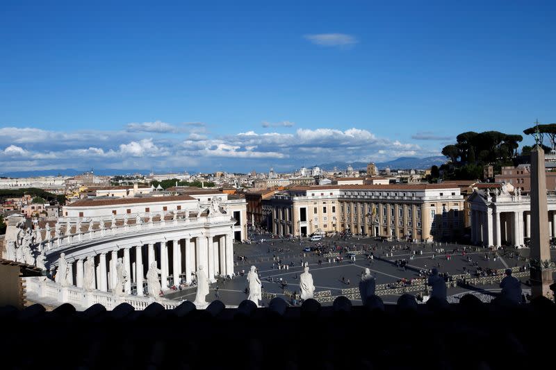 Saint Peter's Square is seen from the Saint Damaso terrace