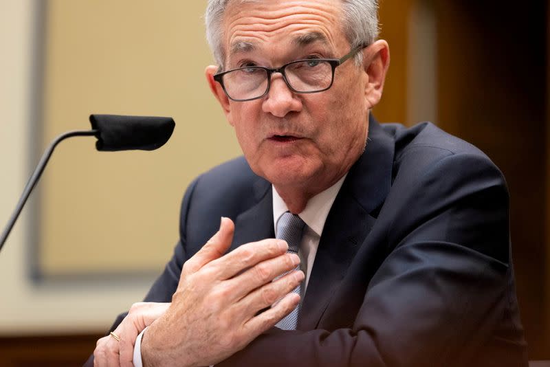 FILE PHOTO: Federal Reserve Chair Powell testifies on Capitol Hill in Washington