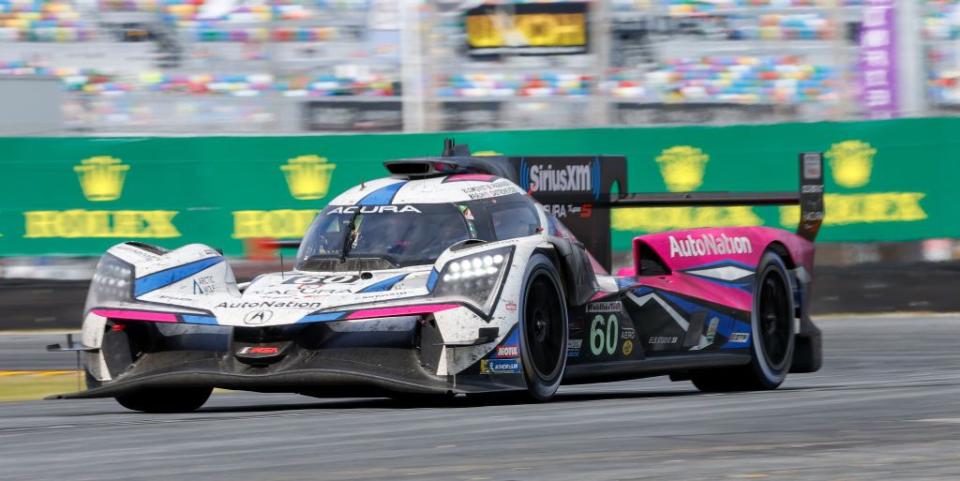 daytona, fl january 29 the 60 meyer shank racing w curb agajanian acura arx 06 of tom blomqvist, colin braun, helio castroneves, and simon pagenaud during the imsa rolex 24 at daytona on january 29, 2023 at daytona international speedway in daytona beach, fl photo by david rosenblumicon sportswire via getty images