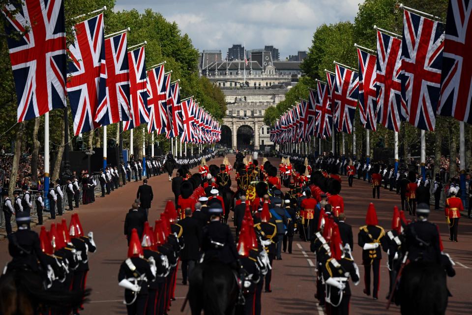 The procession made its way to Westminster Hall from Buckingham Palace.