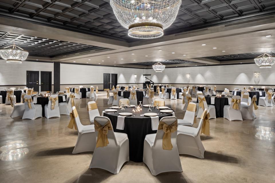 The ballroom at the Highlander Hotel in Iowa City, Iowa. The space has hosted weddings and other events and those events will also now be serviced by Petsel's food service team.