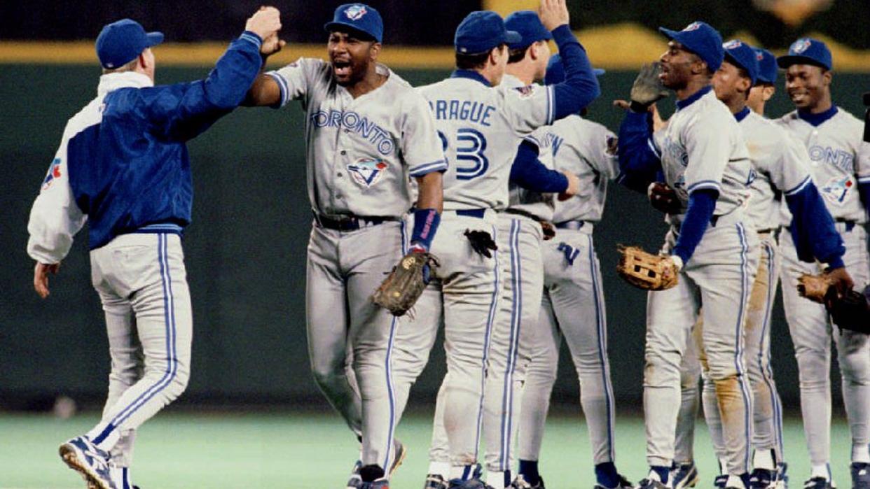 Joe Carter's 1993 Blue Jays headline the list of the best teams ever fielded by the franchise. (Getty)