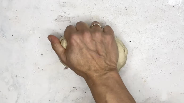 Kneading dough by hand