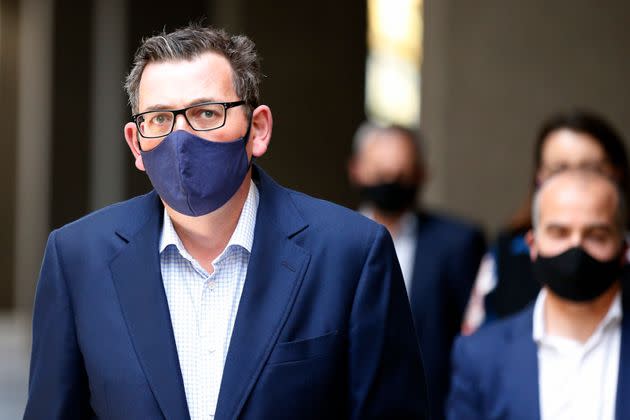 Victorian Premier Daniel Andrews walks into a press conference on August 02, 2020 in Melbourne, Australia. 