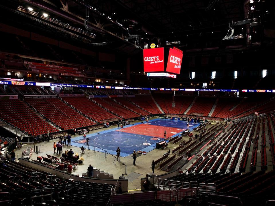 Wells Fargo Arena before the finals of the state wrestling championships in 2021.